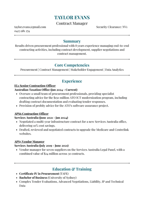 Simple Coloured CV Template