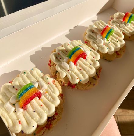 Rainbow birthday fluff cookies!