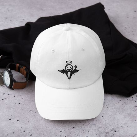 Luvorian Angel Cap – Minimalist White Baseball Hat with Embroidered Angel Logo