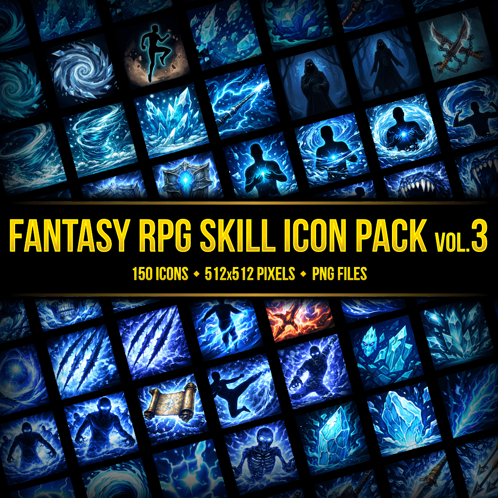 150 Fantasy RPG Skill, Enhancement, Buff and Ability Icon Pack Set