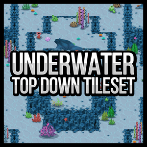 Underwater Top-Down Tileset – Ocean Environment Tiles &amp; Decorations