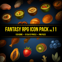 133 Fantasy RPG Icon Pack | 512px | Transparent PNG | Digital Painting Style Food &amp; Meals