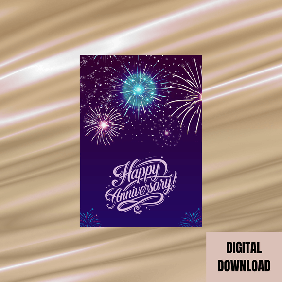 Beautiful Happy Anniversary Card- Portrait. Printable- instant download, 5 x7 In.