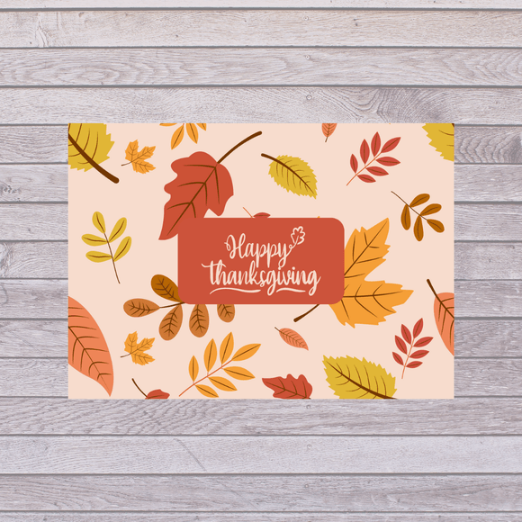 Cute Happy Thanksgiving Card- Landscape. Printable- instant download, 7x5 In