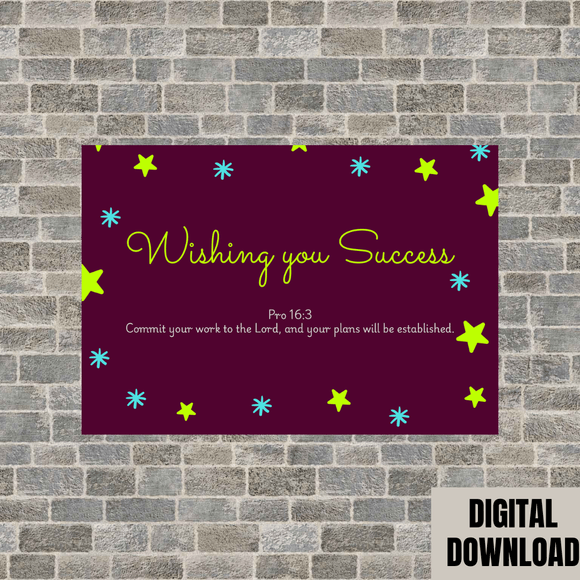 Beautiful Inspirational Success Card- Landscape. Printable- instant download, 7x5 In.