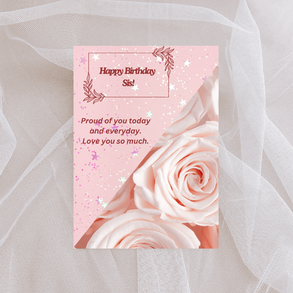 Sister Birthday Card- Portrait. Printable- instant download, 5x7 In