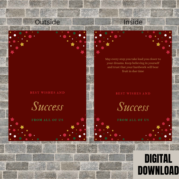 Beautiful Inspirational Success Folded Card- Landscape. Printable- instant download, 14.8x21 cm.