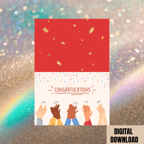 Cute Congratulations Folded Card- Landscape. Printable- instant download, 14.8x21 cm.