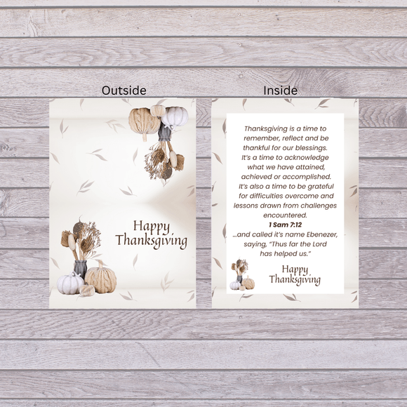 Folded Brown Flower Thanksgiving Card- Landscape. Printable- instant download, 7x10 In