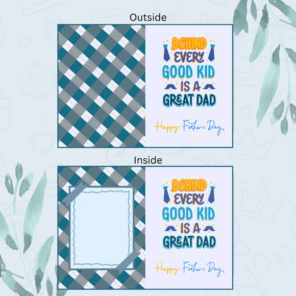 Beautiful Happy Father&#x27;s Day Folded Card- Portrait. Printable- instant download, 21x14.8 cm.