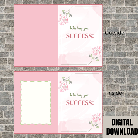 Cute Success Folded Card- Portrait. Printable- instant download, 21x14.8 cm.