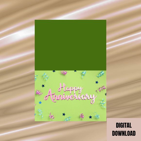 Lovely Happy Anniversary Folded Card- Landscape. Printable- instant download, 14.8x21 cm.