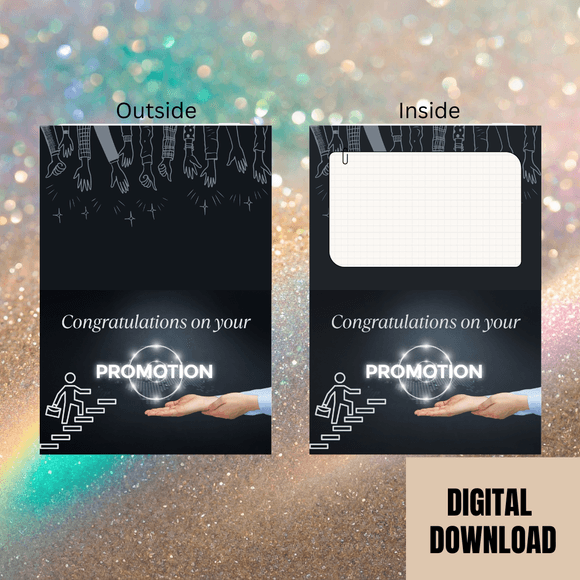 Cute Promotion Congratulations Folded Card- Landscape. Printable- instant download, 14.8x21 cm.