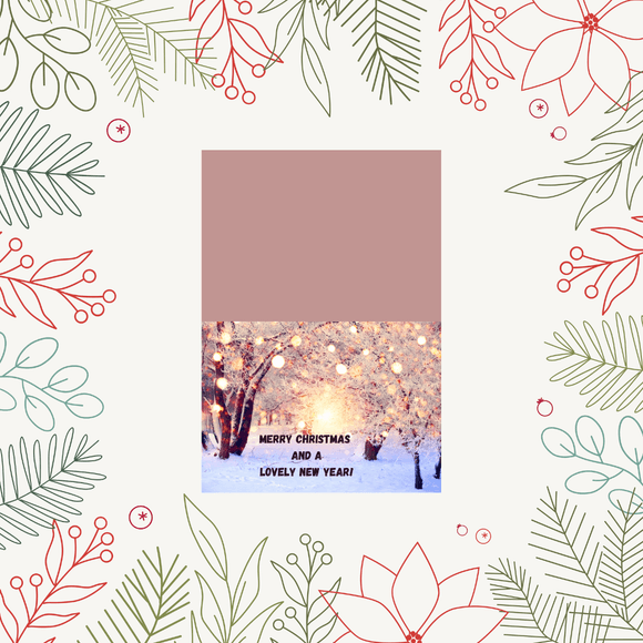 Folded Christmas &amp; New Year Card- Landscape. Printable- instant download, 7x10 In.