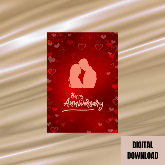 Beautiful Couple Anniversary Card- Portrait. Printable- instant download, 5x7 In.