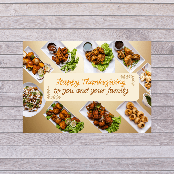 Cute Family Thanksgiving Card- Landscape. Printable- instant download, 7x5 In