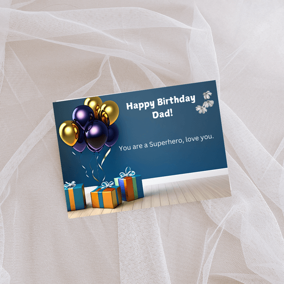 Dad Birthday Card- Landscape. Printable- instant download, 7x5 In