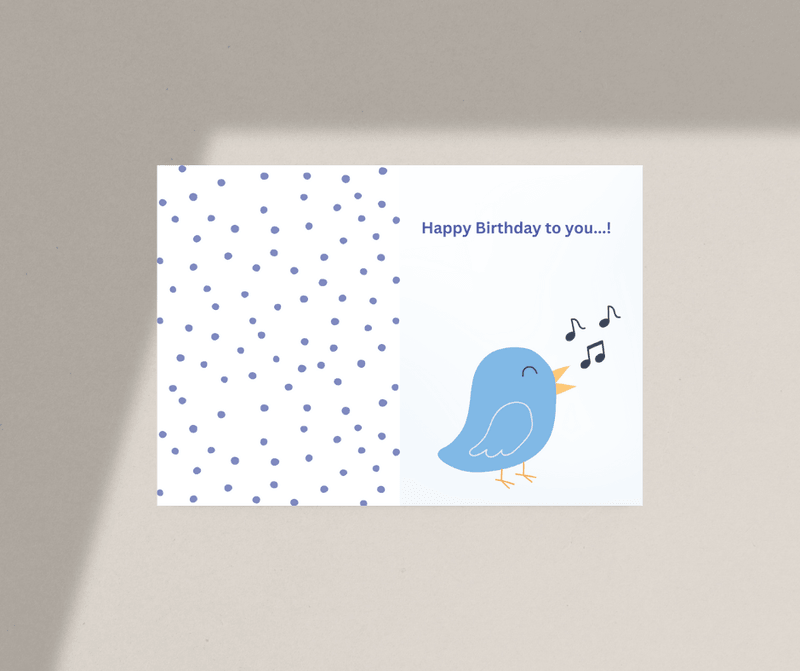 Fold Birthday Card- Portrait. Printable- instant download, 10x7 In