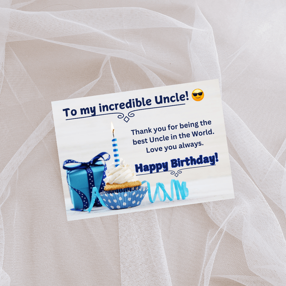 Uncle Birthday Card- Landscape. Printable- instant download, 7x5 In
