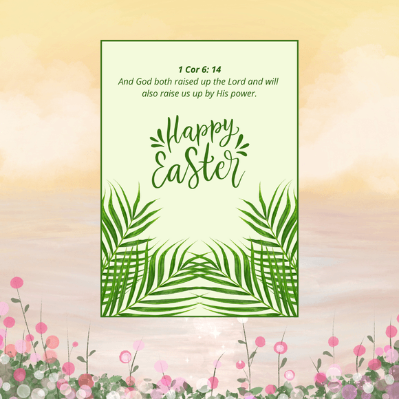 Cute Scripture Easter Card- Portrait. Printable- Instant download, 5x7 In.