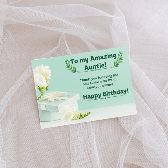 Auntie Birthday Card- Landscape. Printable- instant download, 7x5 In
