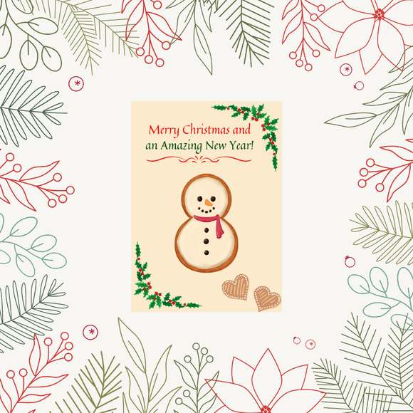 Cookie Christmas &amp; New Year Card- Portrait. Printable- instant download, 5x7 In