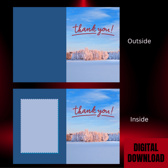 Cute Thank You Folded Card- Portrait. Printable- instant download, 21x14.8 cm