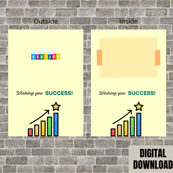 Lovely Success Folded Card- Landscape. Printable- instant download, 14.8x21 cm.