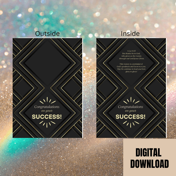 Lovely Inspirational Congratulations Folded Card- Landscape. Printable- instant download, 14.8x21 cm