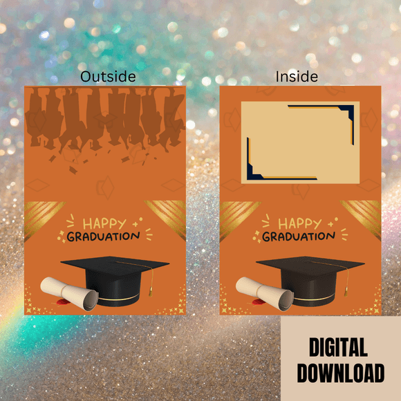 Cute Graduation Comgratulations Folded Card- Landscape. Printable- instant download, 14.8x21 cm.