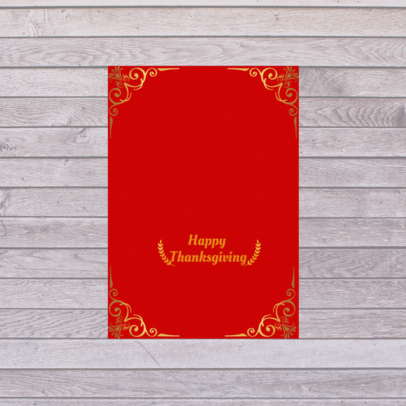 Folded Red Thanksgiving Card- Landscape. Printable- instant download, 7x10 In