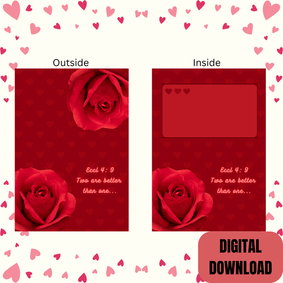 Two Better than One Folded Couple Card- Landscape. Printable- instant download, 7x10 In.