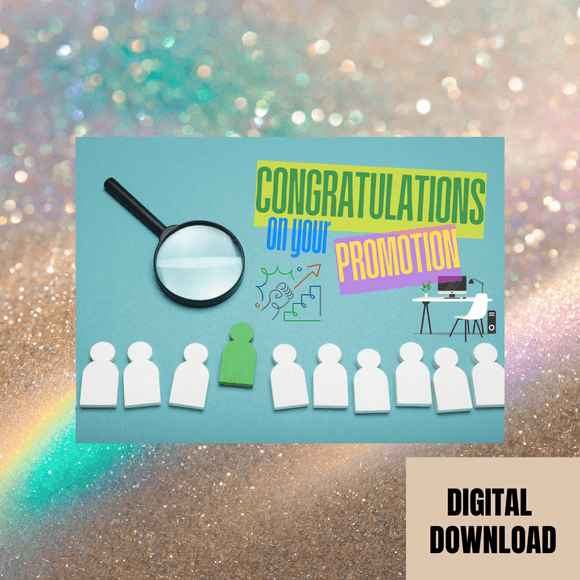 Cute Office Promotion Congratulations Card- Landscape. Printable- instant download, 7x5 In.