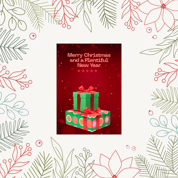 Gift Christmas &amp; New Year Card- Portrait. Printable- instant download, 5x7 In