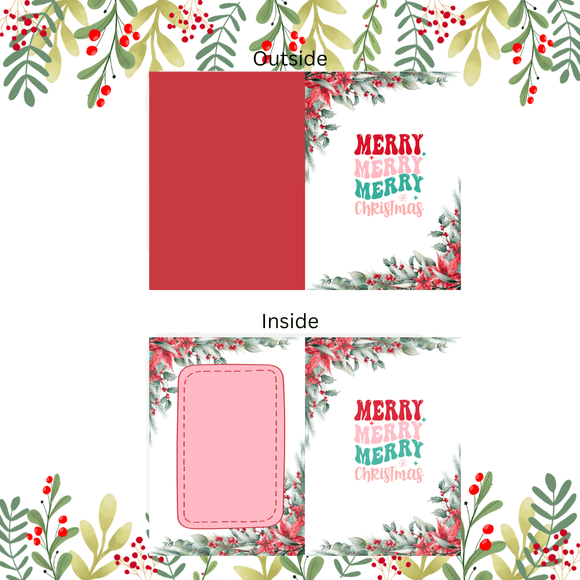 Folded Flower Christmas Card- Portrait. Printable- instant download, 10x7 In.
