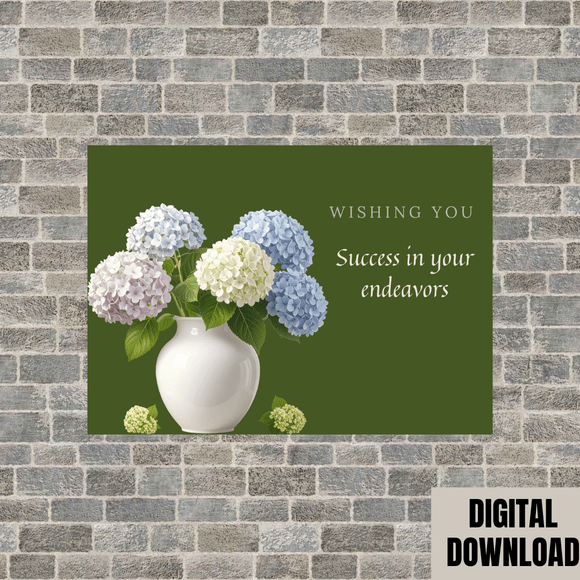 Beautiful Flower Success Card- Landscape. Printable- instant download, 7x5 In.