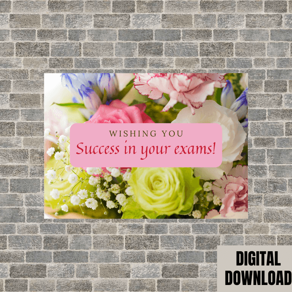 Beautiful Exam Success Card- Landscape. Printable- instant download, 7x5 In.