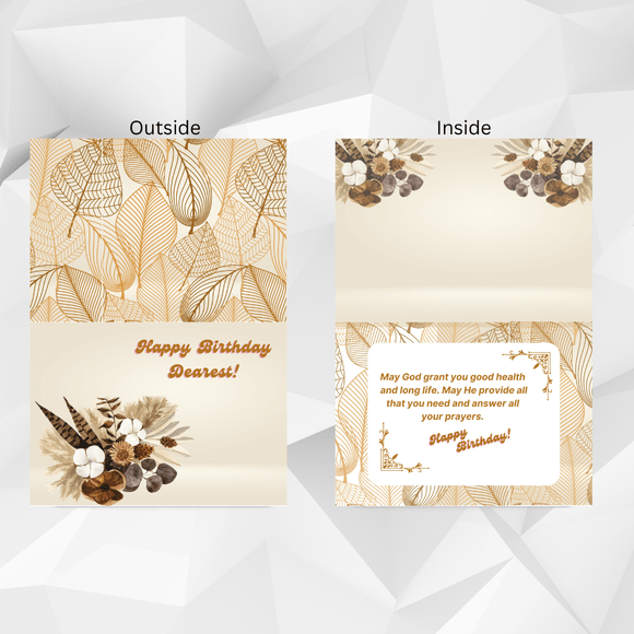 Folded Birthday Dearest Card- Landscape. Printable- instant download, 7x10 In