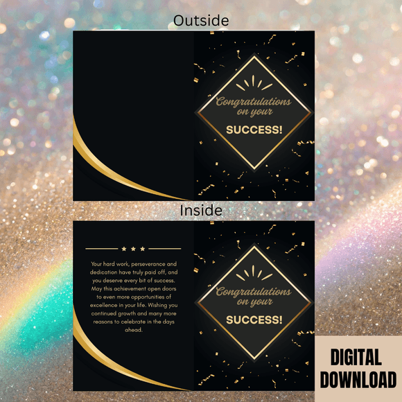 Cute Inspirational Congratulations Folded Card- Portrait. Printable- instant download, 21x14.8 cm.