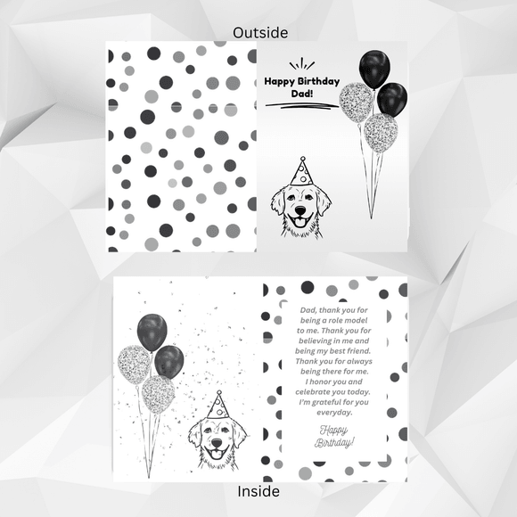 Fold Dad Birthday Card- Portrait. Printable- instant download, 10x7 In