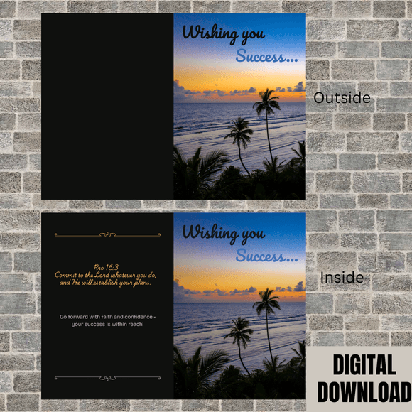 Cute Inspirational Success Folded Card- Portrait. Printable- instant download, 21x14.8 cm.