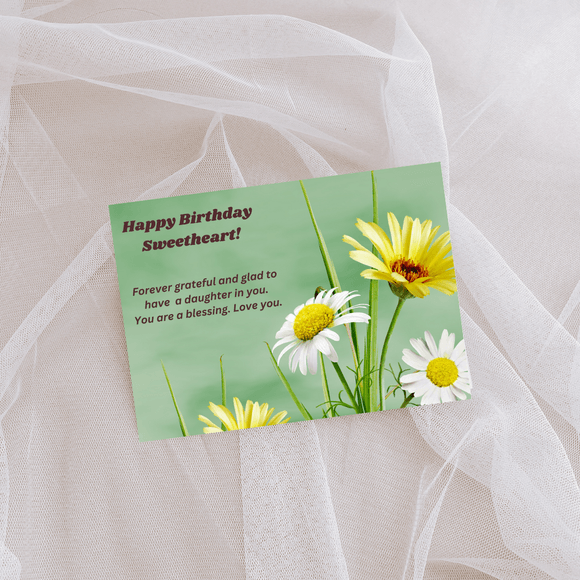 Daughter Birthday Card- Landscape. Printable- instant download, 7x5 In