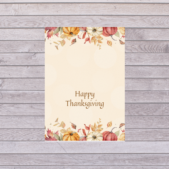 Folded Happy Thanksgiving Card- Landscape. Printable- instant download, 7x10 In
