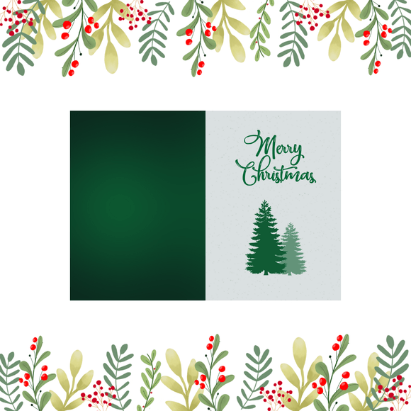 Folded Tree Christmas Card- Portrait. Printable- instant download, 10x7 In.