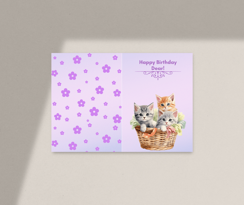 Fold Bitrhday Card- Portrait. Printable- instant download, 10x7 In