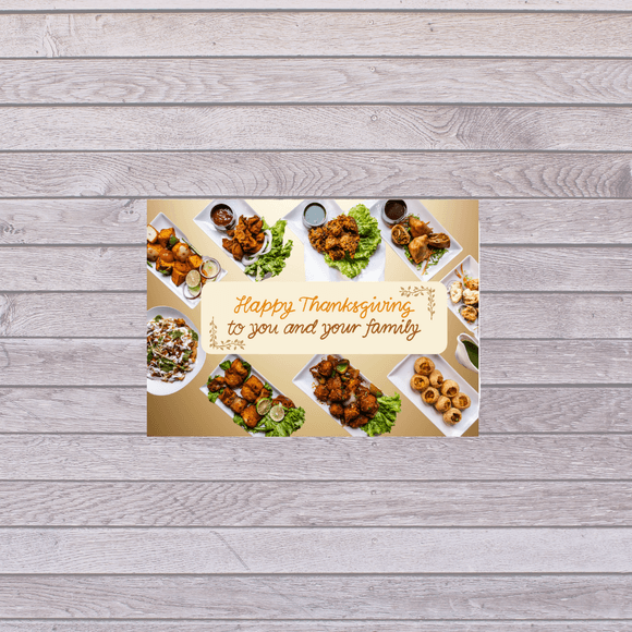 Family Thanksgiving Card- Landscape. Printable- instant download, 7x5 In