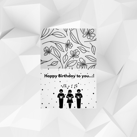 Folded Black and Grey Birthday Card- Landscape. Printable- instant download, 7x10 In