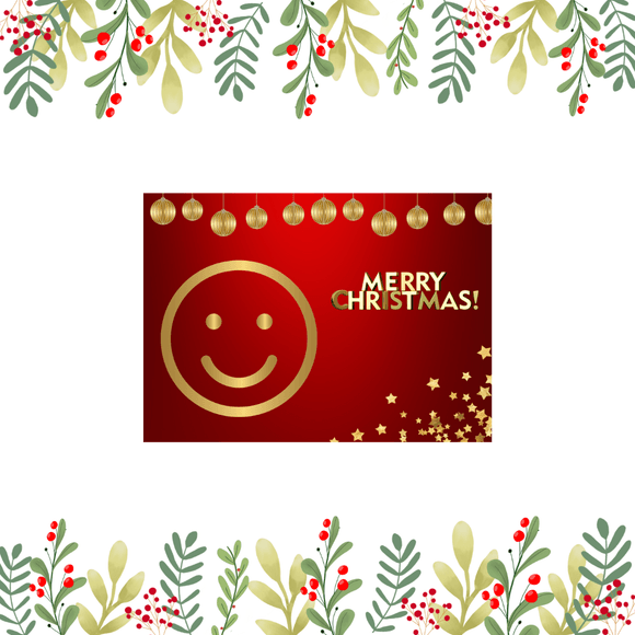 Smiley Christmas Card- Landscape. Printable- instant download. 7x5 In.