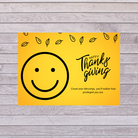 Cute Emoji Thanksgiving Thanksgiving Card- Landscape. Printable- instant download, 7x5 In
