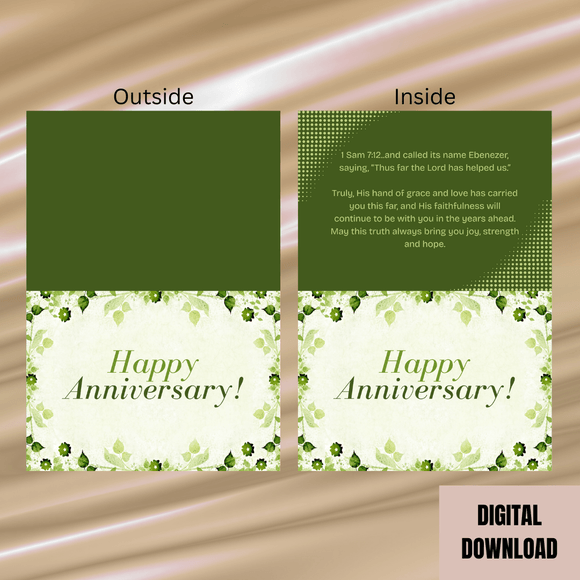 Beautiful Inspirational Anniversary Folded Card- Landscape. Printable- instant download, 14.8x21 cm.